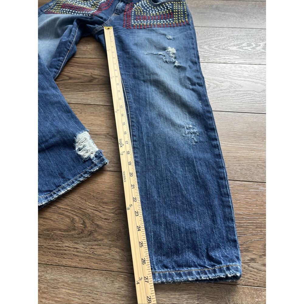 Artisan De Luxe Jean Women 28* Embroidered Distressed Ankle Mid-Rise Boho Hippie - Picture 6 of 12